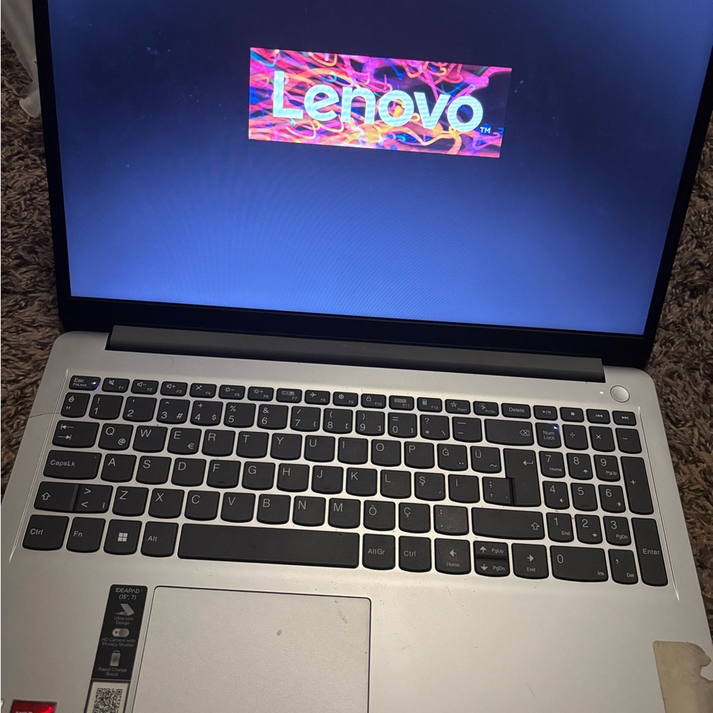 Lenovo Silver Laptop with Full-Size Keyboard and Slim Design